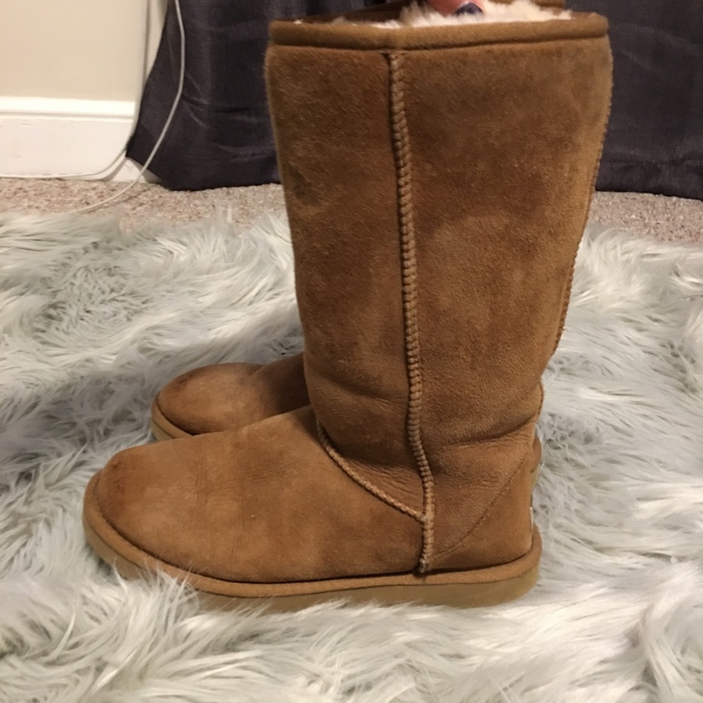 UGG Chestnut Suede Tall Shearling Boots